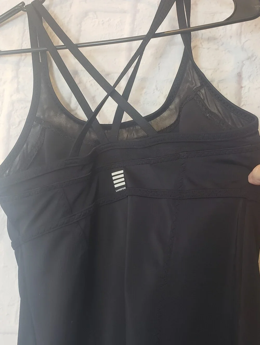LAND'S END Black Strappy Tankini Top Swimsuit 6